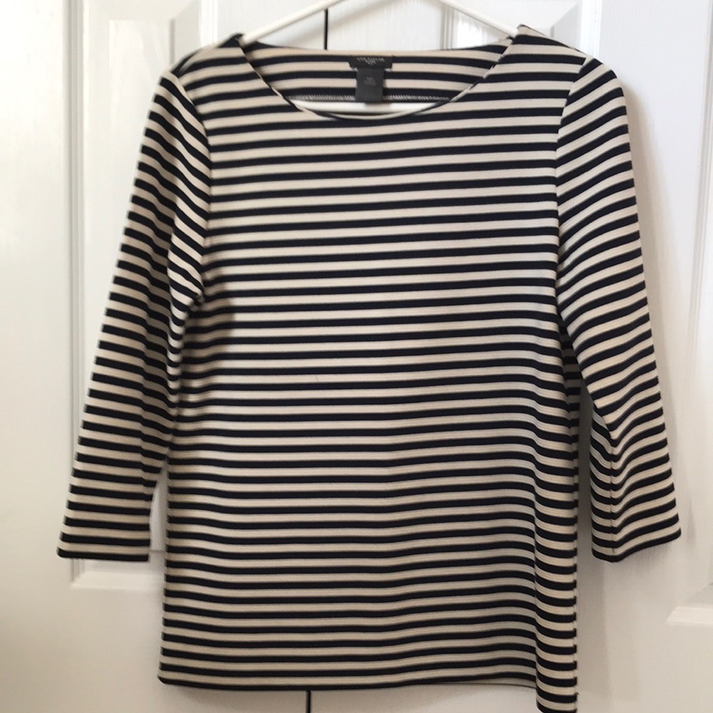 Ann Taylor Navy and cream striped top